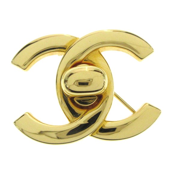 Chanel Turnlock Brooch Pin Gold Small 96A AK36786g - Picture 1 of 7
